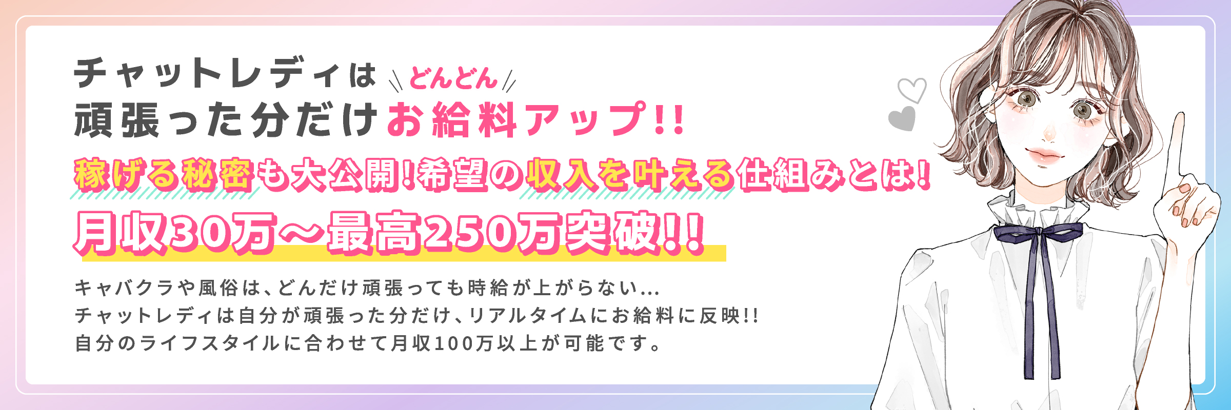 チャットレディは頑張った分だけどんどんお給料アップ！！